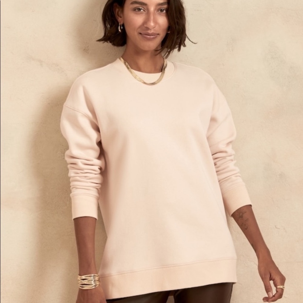 Banana Republic Soft Fleece Oversized Sweatshirt, color light ecru, size xxs